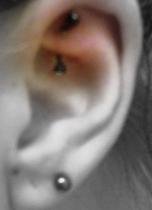 rook piercing (with curved barbell)